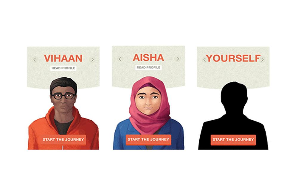 Three profiles - Vihaan Read Profile, Start the Journey. Aisha Read Profile, Start the Journey. Yourself, Start the Journey.