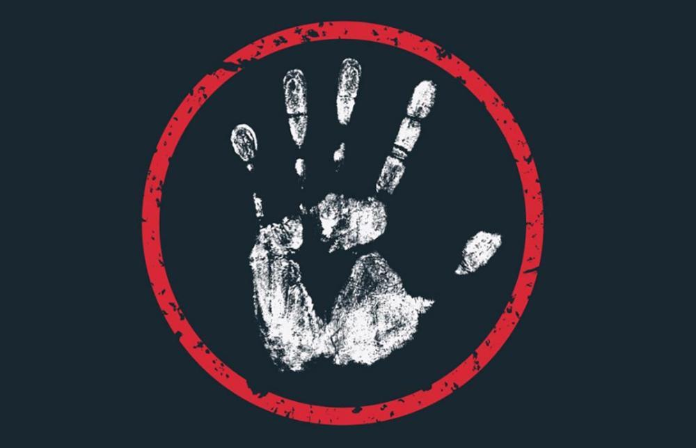 Vector of hand print in a red circle