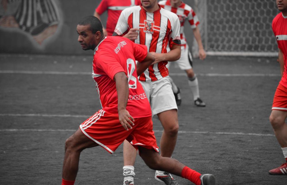 Two men playing football